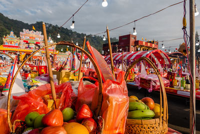 Various fruits for sale at market stall