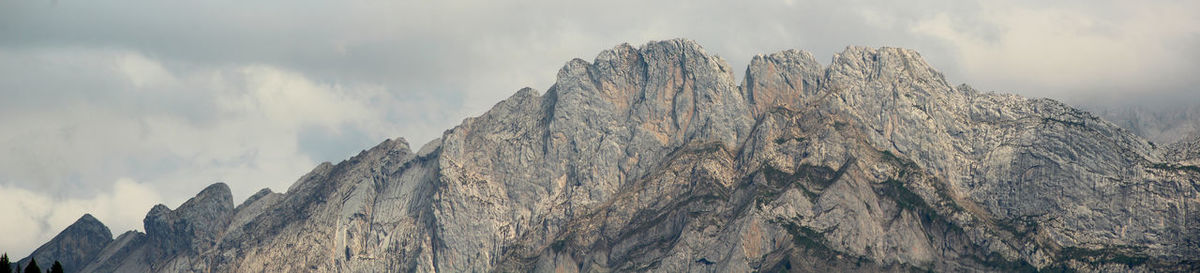 Low angle view of panoramic shot of mountain range against sky