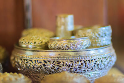 Close-up of glass jar on table