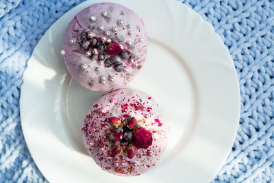 High angle view of ice cream in plate