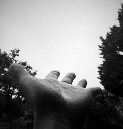 Low angle view of person against clear sky