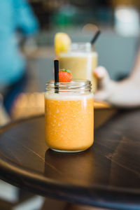 Close-up of drinks on table