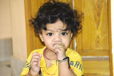 Portrait of cute girl at home