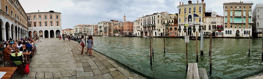 People walking in canal