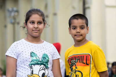 Portrait of smiling siblings