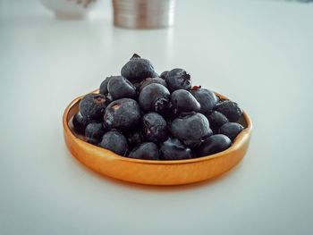 Close-up of blueberries in bowl