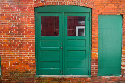 Closed door of old house