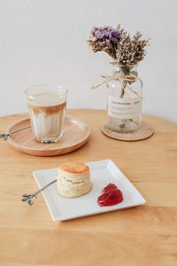 High angle view of food on table