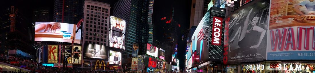 Low angle view of modern building at night