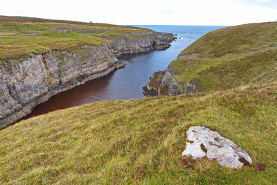 High angle view of rocks on beach