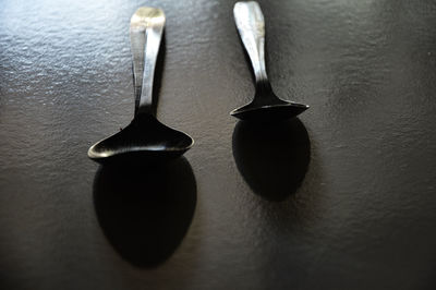 High angle view of electric lamp on table