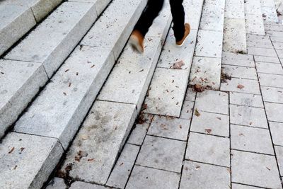 Low section of person standing on sidewalk