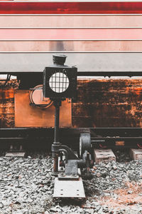 Close-up of train on railroad track