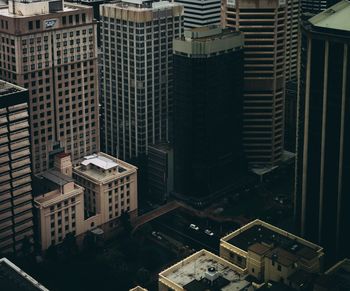 High angle view of buildings in city