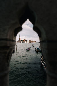 View of boats in canal