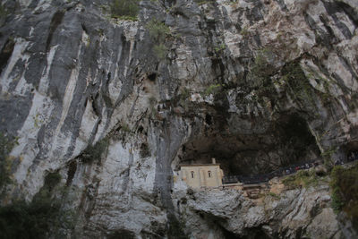 Low angle view of rock formations in cave