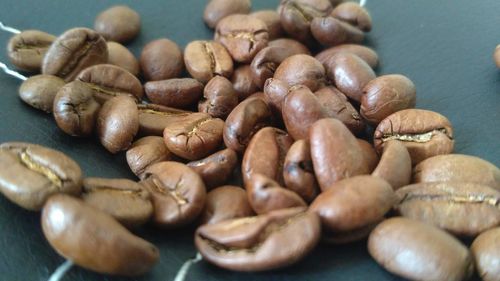 High angle view of coffee beans