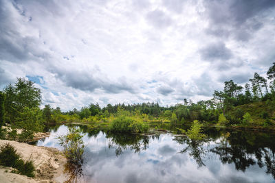 Scenic view of lake against sky