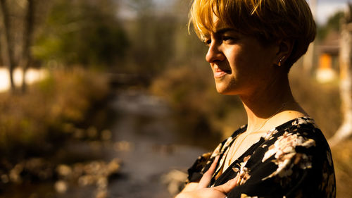 Young woman looking away