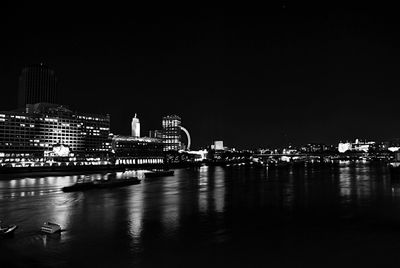 Illuminated buildings at night