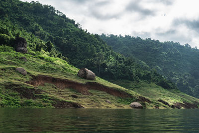 Scenic view of lake against sky