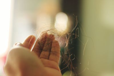 Close-up of woman holding hands