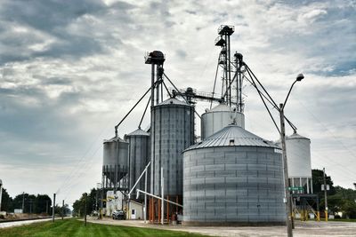 Industrial building against cloudy sky