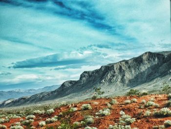 Scenic view of mountains against sky