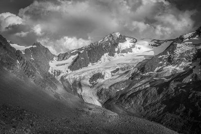 Vallelunga glacier black and white panorama, alto adige, italy