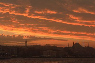 Buildings against sky during sunset