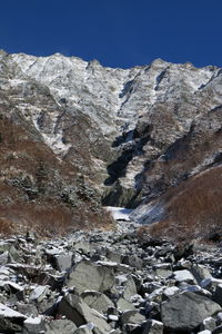 Scenic view of mountains against clear sky