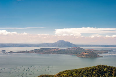Scenic view of taal volcano, against sky