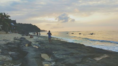 Scenic view of sea at sunset