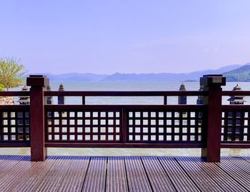 Scenic view of sea against clear sky