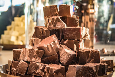 Close-up of chocolates in plate