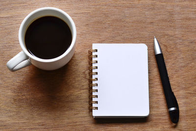 High angle view of coffee on table