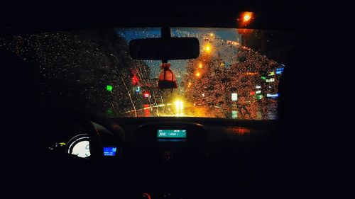 View of illuminated car window