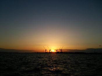 View of calm sea at sunset