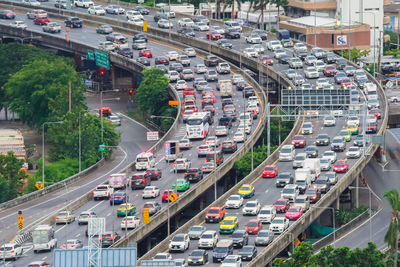 High angle view of traffic on city street