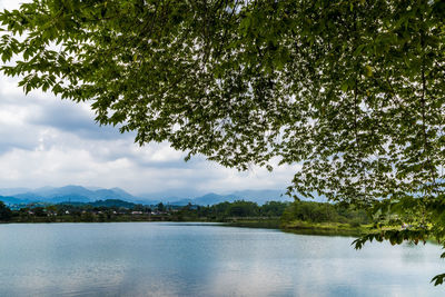 Scenic view of lake against sky