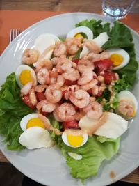 High angle view of meal served in plate