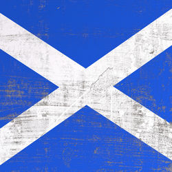 3d rendering of scotland flag in a scratched surface