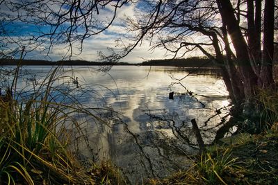 Scenic view of lake against sky