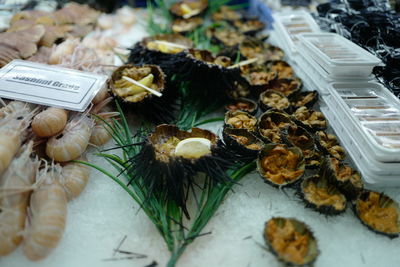 High angle view of food on table