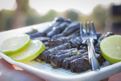 Close-up of food on table