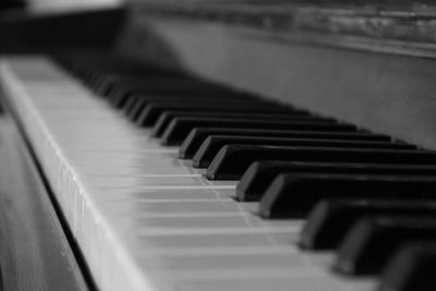 Close-up of piano keys