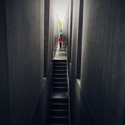 Narrow lane and staircase at holocaust mahnmal