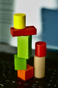 Close-up of toys on table