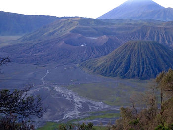 Aerial view of volcanic landscape