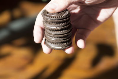 Close-up of hand holding hands